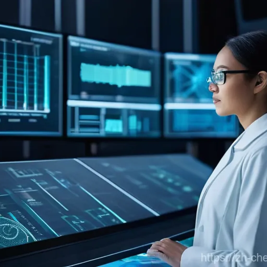 화학공정 시뮬레이션 - **Prompt:** A highly detailed, realistic image of a female chemical engineer in her early 30s, dress...