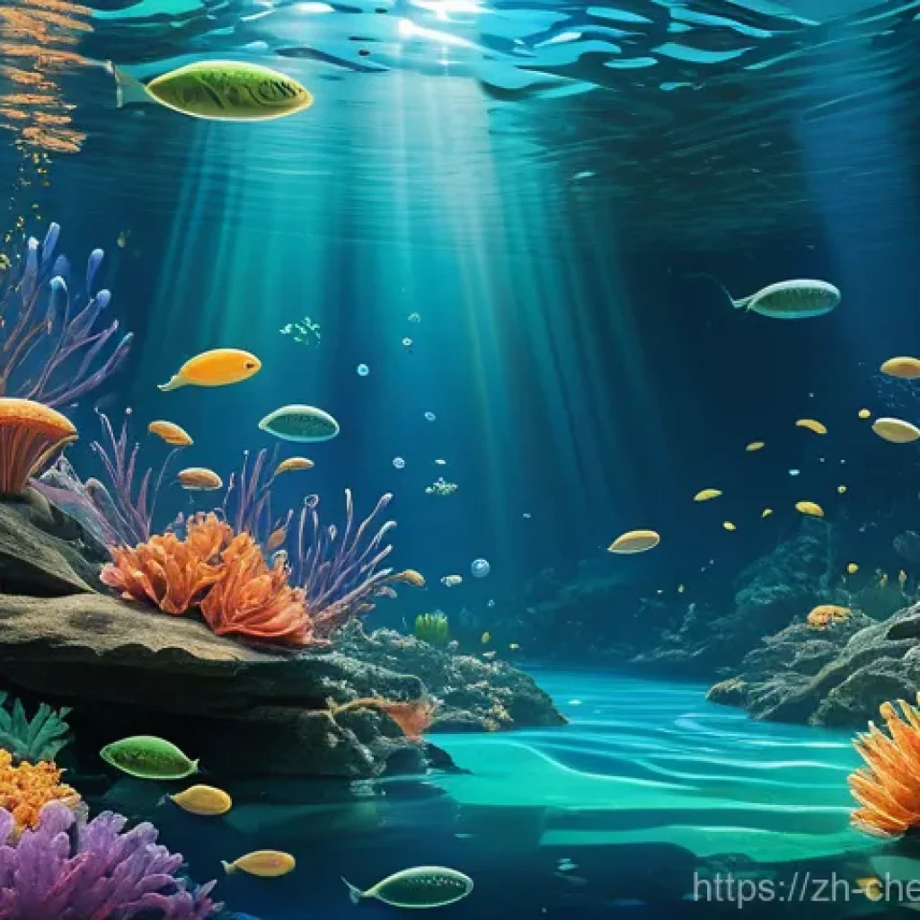 생물학적 수처리 공정 - **Prompt 1: Microbes as Unseen Heroes in Water Purification**
"A vibrant, illustrative depiction...