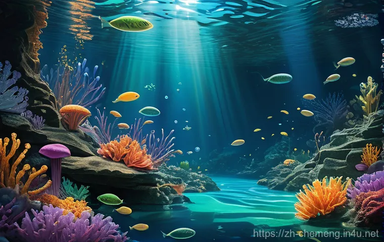 생물학적 수처리 공정 - **Prompt 1: Microbes as Unseen Heroes in Water Purification**
    "A vibrant, illustrative depiction...