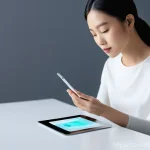 유기전자재료 및 공정기술 - **Prompt:** A young, diverse professional woman (20s-30s, e.g., Asian) sitting comfortably in a mode...