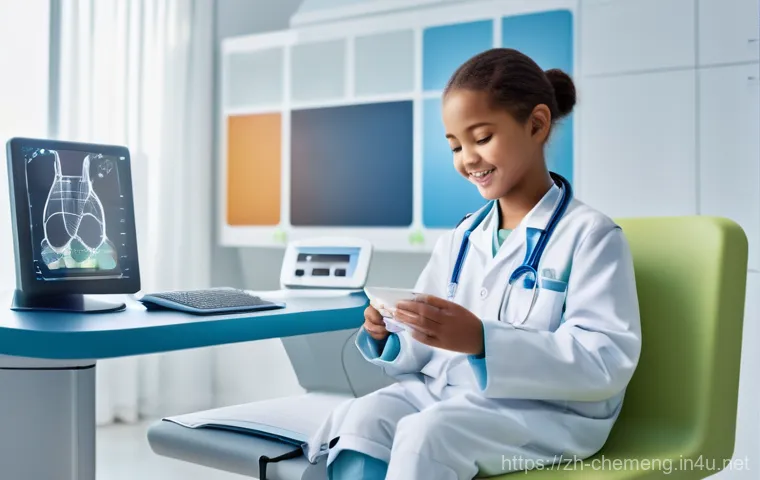 바이오화학공학 - **Prompt:** A heartwarming and futuristic scene inside a state-of-the-art children's health clinic. ...