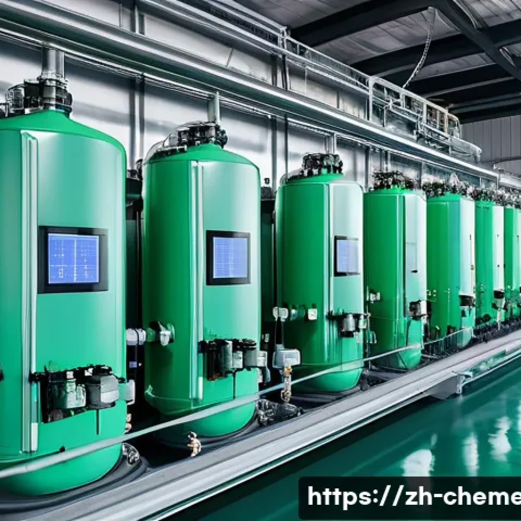 전기분해 및 수소 생산 공정 - A futuristic industrial hydrogen production facility featuring advanced alkaline water electrolysis ...