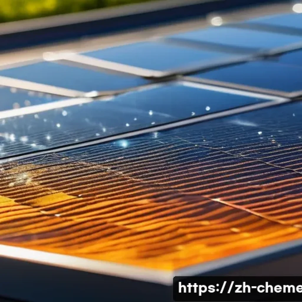 화학공학과 신재생에너지 - A highly detailed close-up of a flexible perovskite nanocrystal solar cell panel under soft natural ...