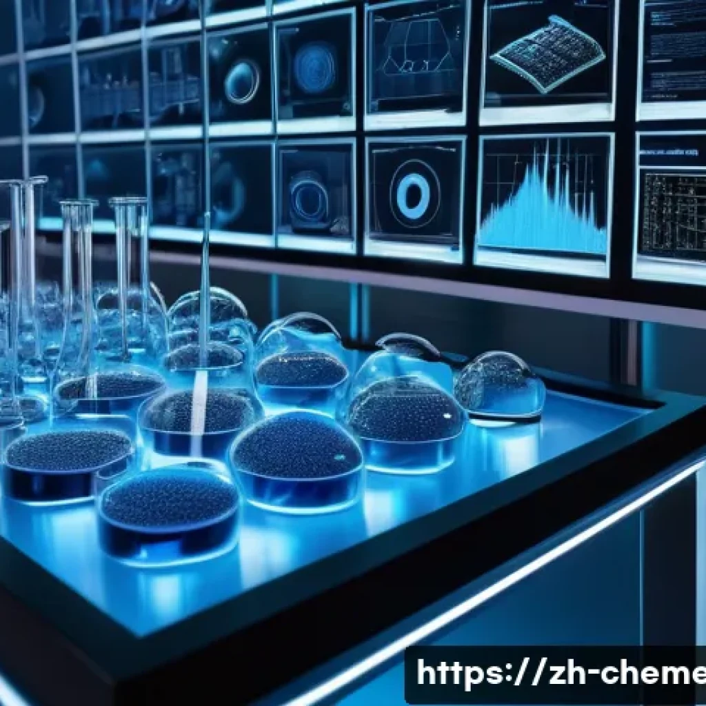 화학공학과 재료과학 - A high-tech laboratory scene showcasing advanced nanotechnology applications: detailed close-up of t...
