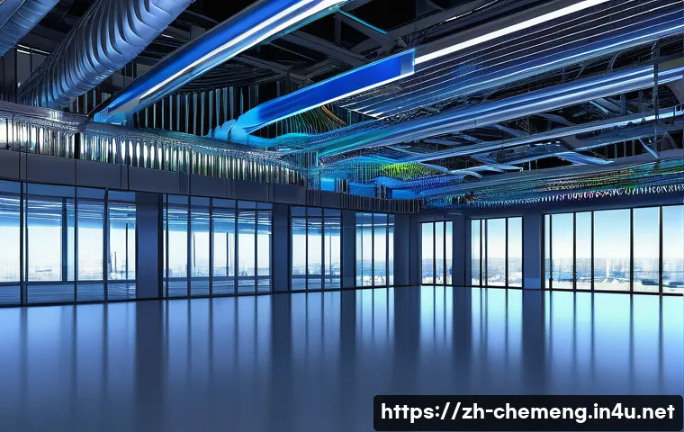 공정 시뮬레이션 및 CFD - A highly detailed 3D visualization of a complex HVAC system interior showing airflow simulation resu...