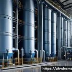 대기오염 제어 공정 - A highly detailed industrial scene showcasing a modern waste gas purification facility using activat...